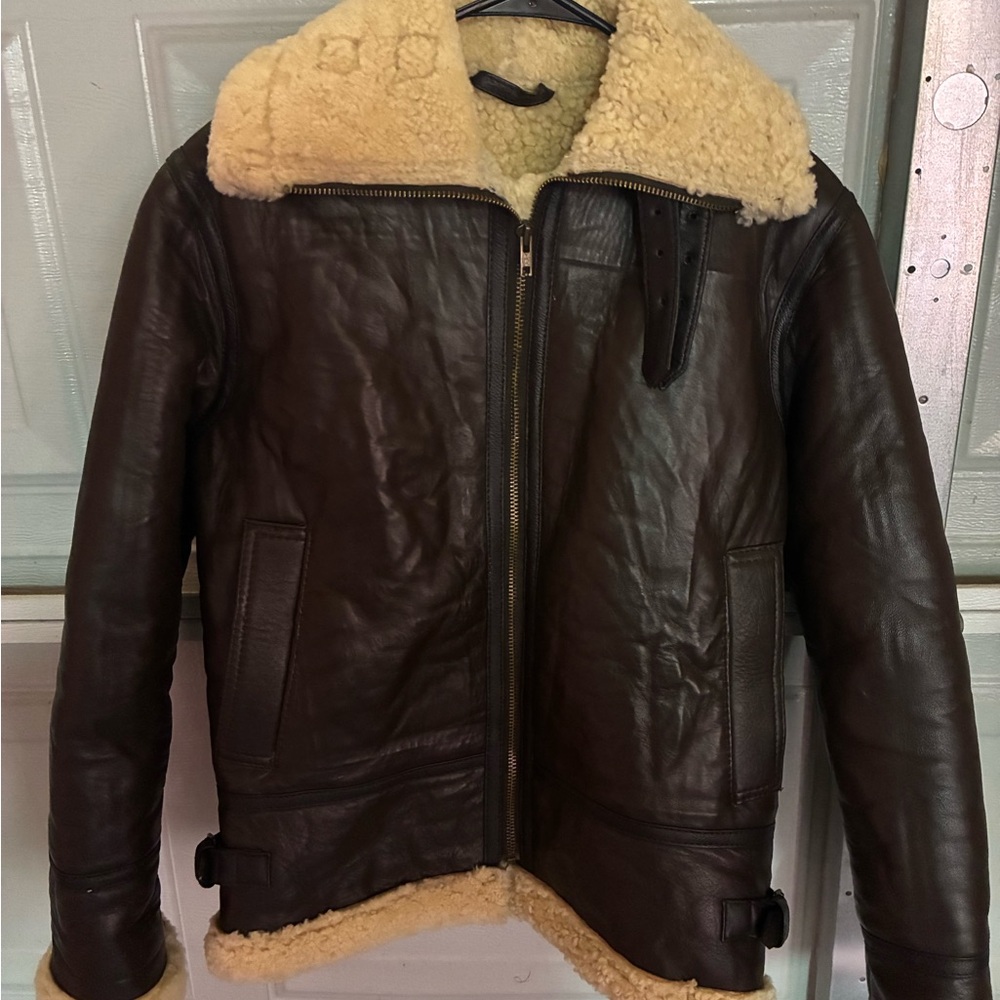 Vintage Men's Brown Shearling Leather Jacket small